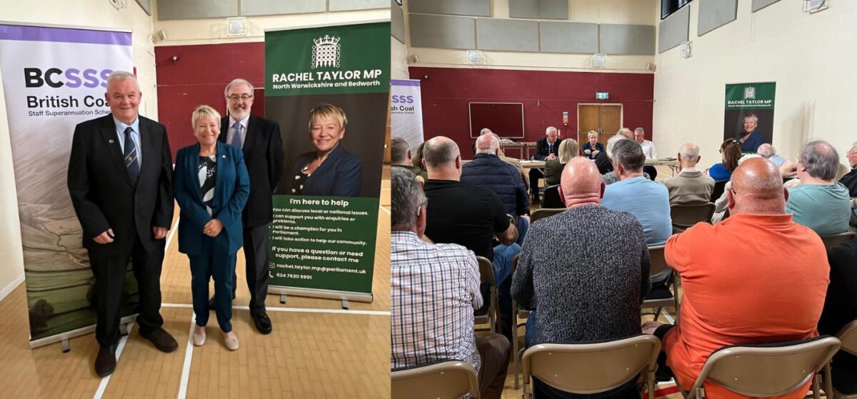 Rachel Taylor MP hosts a meeting about her campaign to boost the pensions of members of the BCSSS mineworkers