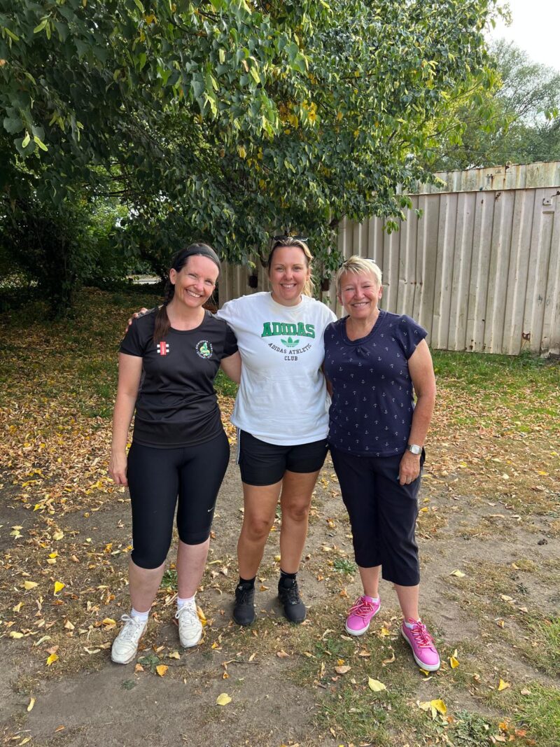 Rachel enjoying the cricket with members of Atherstone Cricket Club.