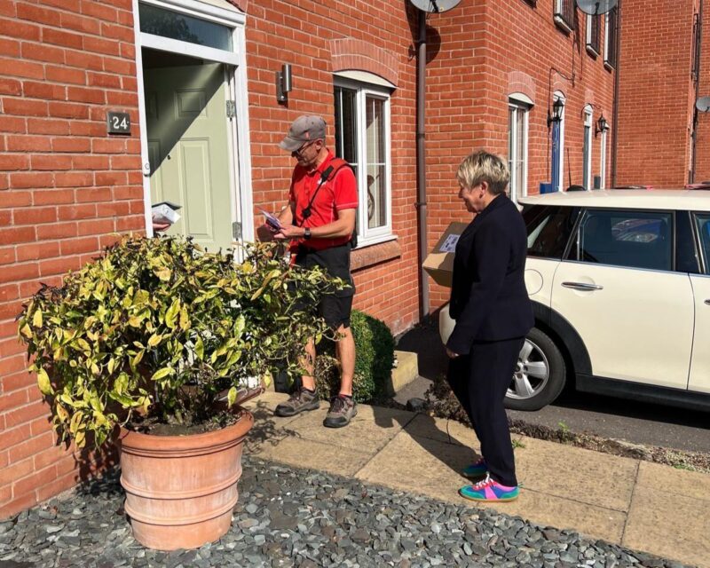 Rachel Taylor MP out on a post round in Atherstone