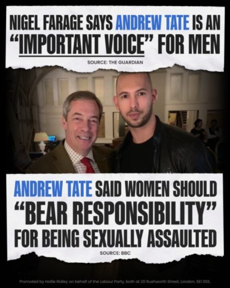 A Labour advert highlighting Nigel Farage