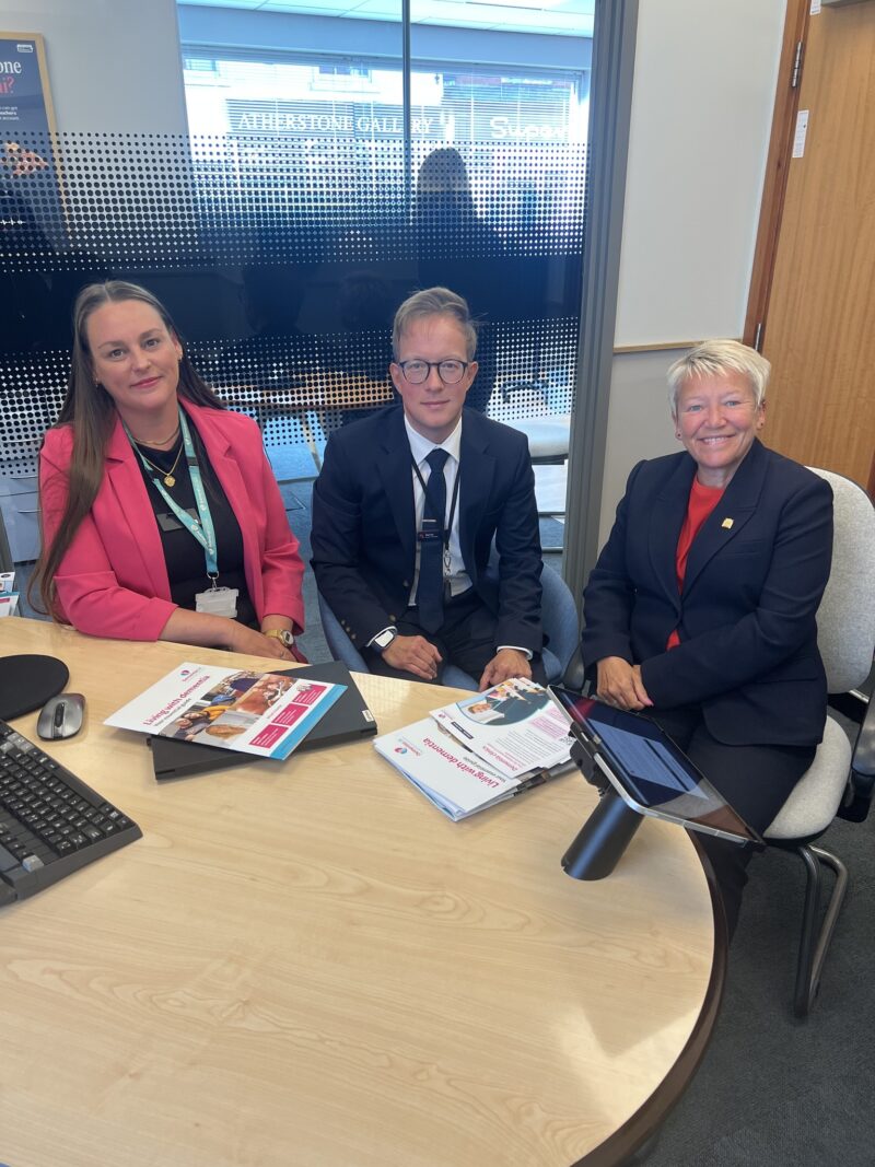 Rachel visiting the Nationwide Atherstone branch 