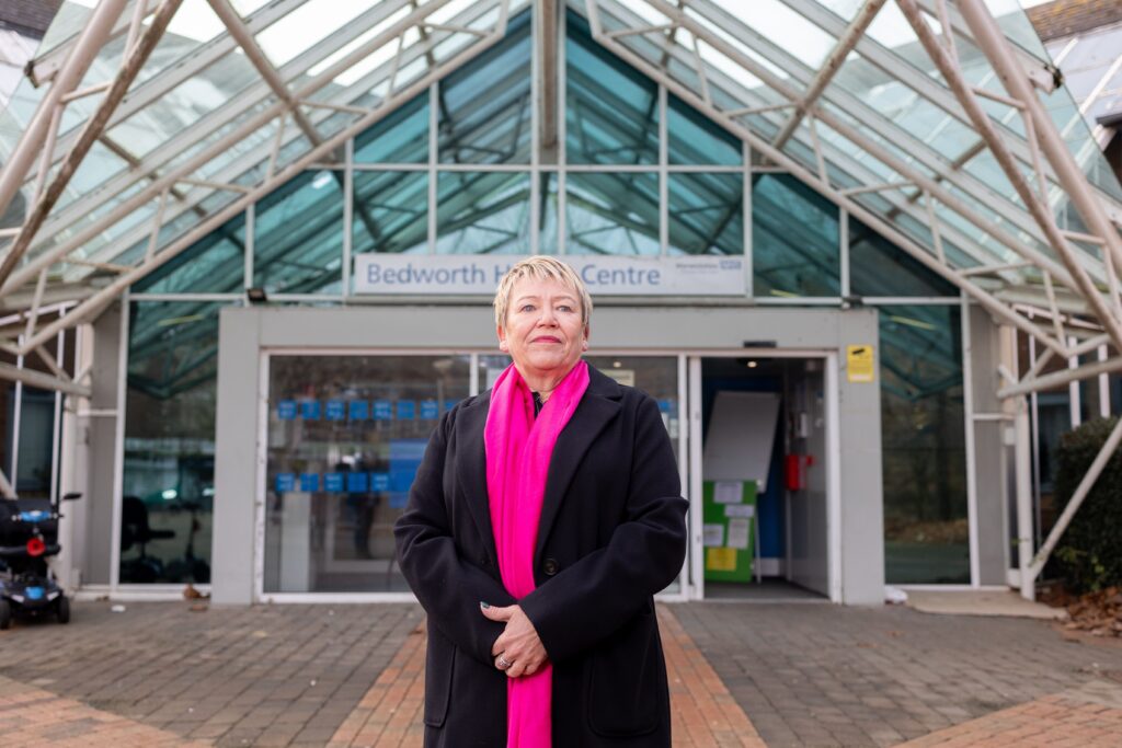 Rachel outside Bedworth Health Centre