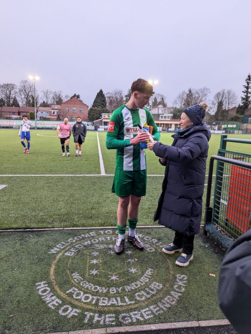 Rachel with man of the match Charlie Gordon.