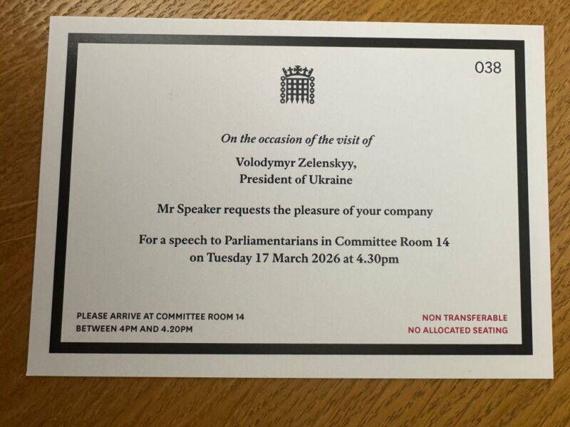 Invite to meet Volodymyr Zelenskyy in Parliament 