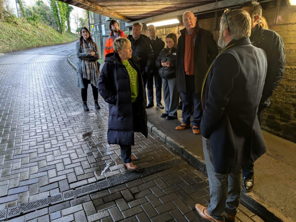 Rachel showing representatives from relevant organisations issues at Atherstone Rail Station