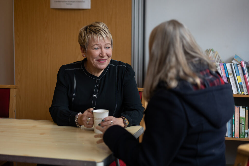 Rachel Taylor MP talking to a local resident.