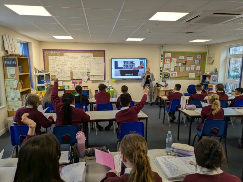 Rachel Taylor MP doing a school visit in North Warwickshire and Bedworth