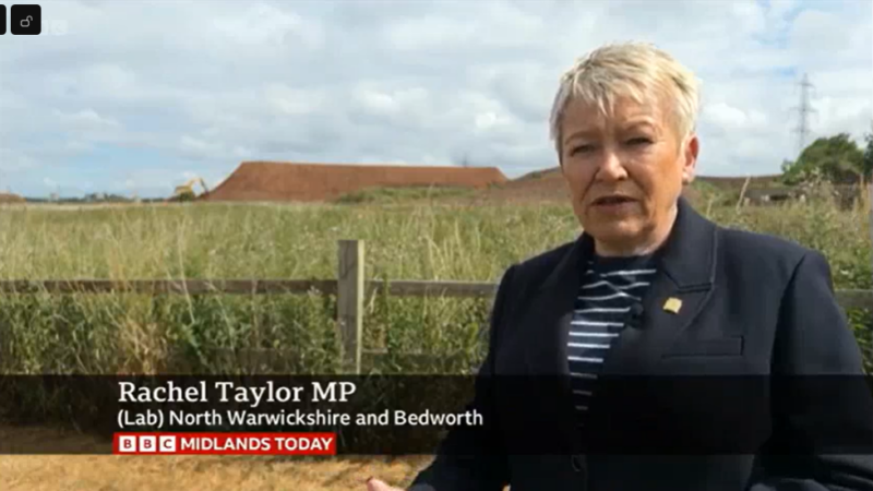 Rachel Taylor MP speaking to BBC News about unfair rent increases and maintenance problems in properties rented out by HS2