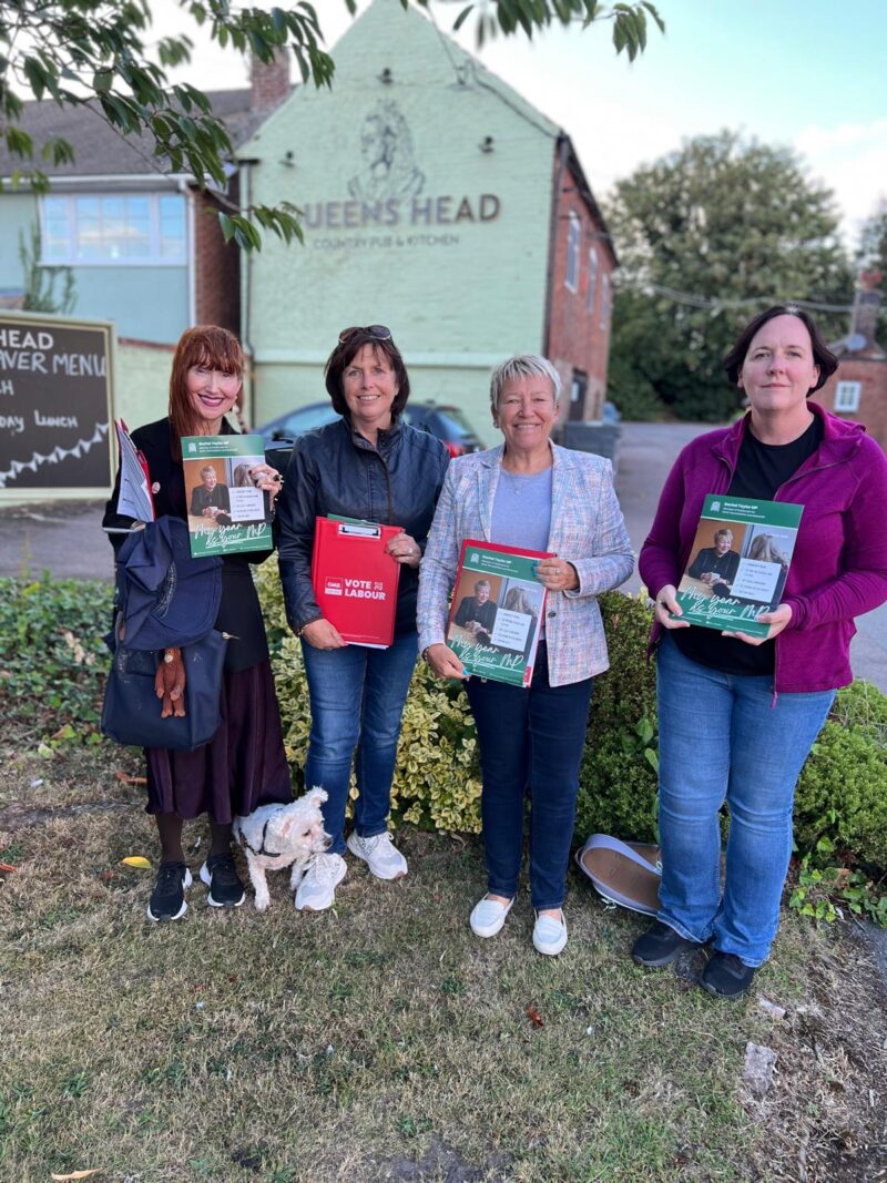 Rachel Taylor MP campaigning for safer streets in Newton Regis with local councillor Brynnen Ririe and Labour activists