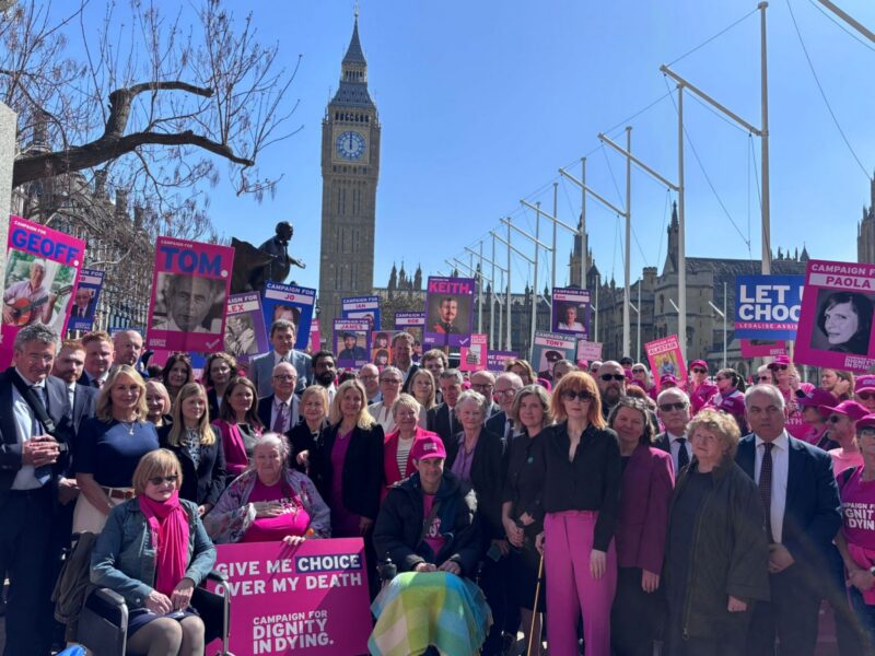 Rachel with campaigners for The Terminally Ill Adults (End of Life) Bill   