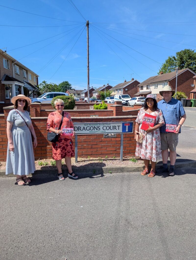 Rachel and team out canvassing in the St. Georges Road area of Atherstone. 